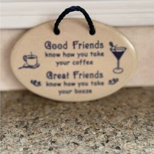 NWT Cream and Black Decorative Accent Plaque